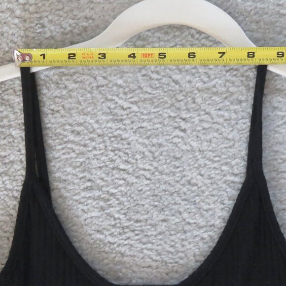 Silence + Noise XS Black Ribbed Sleeveless Scoop Neck Bodycon Midi Dress w/Slit - Picture 9 of 15